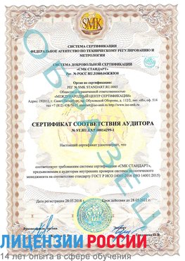 Образец сертификата соответствия аудитора №ST.RU.EXP.00014299-1 Горнозаводск Сертификат ISO 14001